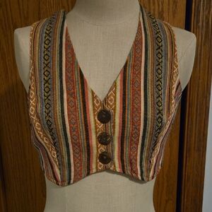 Colorful Striped Women's Vest with Button Accents